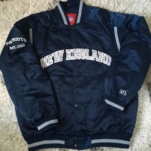 NEW Vintage New England Patriots Satin Snap Jacket - Large Navy RARE